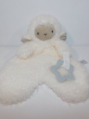 Carters White Lamb Sheep Fuzzy Plush Teether Security Blanket Baby Lovey Nunu